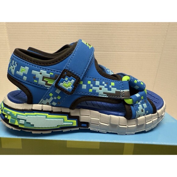 Skechers Mine-Craft Mega-Splash 4K Boys/Girls Sandals Hoop&Loop Strap Sz 1 New - Picture 5 of 16